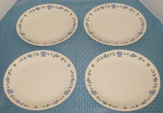 (4) Corning Corelle Usa Blueberry Bouquet 10 1/4 " Large Dinner Plates - Vgood