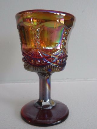 Joe St.  Clair Art Glass Amber Iridescent Carnival Footed Cordial Goblet