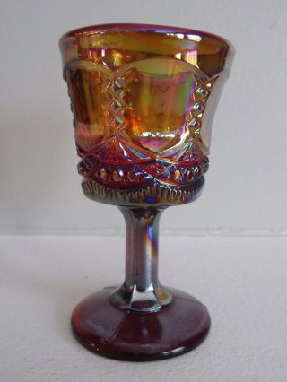 Joe St.  Clair Art Glass Amber Iridescent Carnival Footed CORDIAL Goblet 2