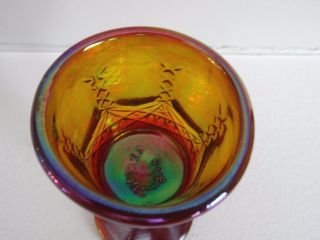 Joe St.  Clair Art Glass Amber Iridescent Carnival Footed CORDIAL Goblet 3