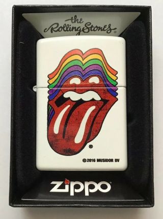 Zippo Windproof Lighter With Rolling Stones Tongue Logo 29315