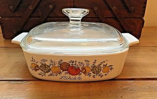 Vintage Corning Ware Casserole A - 1 - B,  Pyrex A - 7 - C Lid Spice Of Life Ships