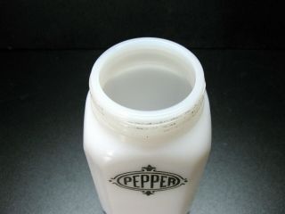 Vintage Hazel Atlas White Milk Glass Pepper Shaker Black Lettering 5