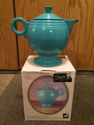 Homer Laughlin Fiesta Turquoise Plastic Thermal Gravy Server Insulated Tea Pot