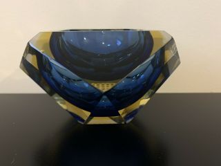 1960s Murano Sommerso Submerged Space Age Ufo Block Ashtray