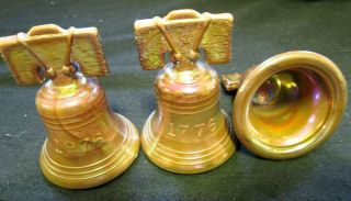 Three (3) Joe St Clair Carnival Glass 1776 - 1976 Bi - Centennial Liberty Bells