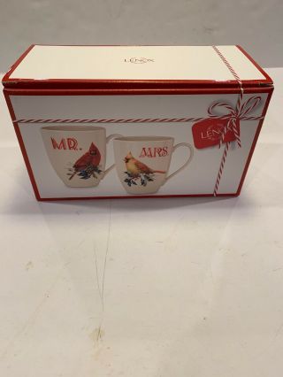 Lenox Winter Greeting.  Home For The Holidays.  Mr And Mrs Mugs.  Set Of 2.  Nib.