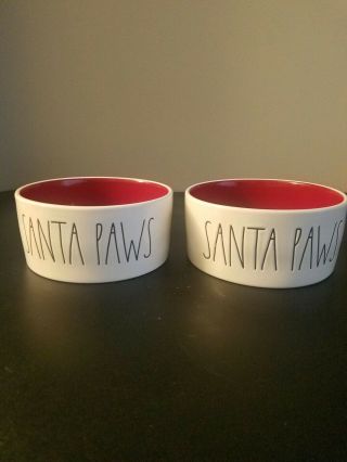 Rae Dunn By Magenta Santa Paws Red Christmas Bowls Dog Cat Pet Decor