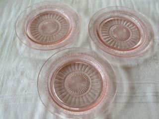Set Of 3 Depression Pink Glass Plates 6 " Dessert Salad Bread