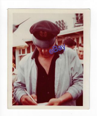 Rare Elvis Presley Candid Photo - Signing Autographs Early 60 