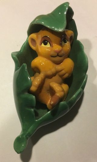 Walt Disney Lion King Bone China Baby Simba Wrapped In A Leaf Figurine