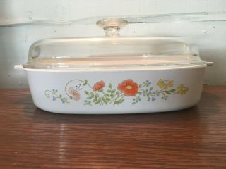 Vintage Corning Ware A - 10 - B Wildflower Casserole Dish with Lid 10 