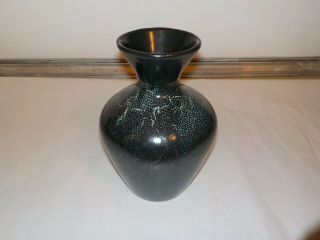 Vintage Pigeon Forge Pottery Vase Blue Green Crackle Drip Glaze 7 1/4 " Tall