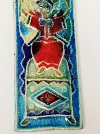 Vintage Hand Painted MOTHER & CHILD Crackle Glaze Ceramic Tile Stile Rome Italy 7