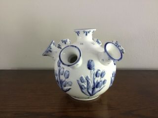Delftware Royal Twickel Ter Steege Hand Painted Porcelain Tulip Vase 2