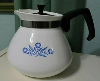 Vintage Corning Tea Pot P - 104 Blue Cornflower 6 Cup Classic pitcher 2