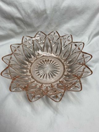 Vintage 1950’s Federal Glass Petal Pattern Pale Pink Bowl/dish 8”