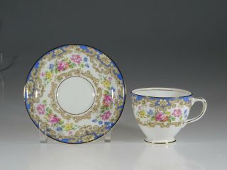 Old Royal China Blue With Pink Roses Chintz Demitasse Cup And Saucer,  England