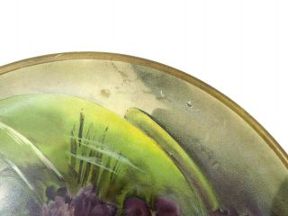 Antique 19th Century Royal Vienna Tin Litho Art Plate - Purple Flowers - 5
