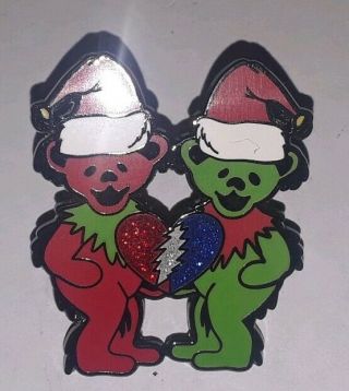 Christmas Dancing Bears Santa Hat They Love Each Other Pin - Grateful Dead & Co