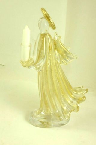 Blown Glass Angel,  11 Inches Tall,  Marked Murano