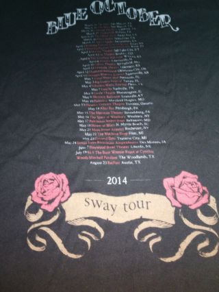 2013 BLUE OCTOBER The Sway Tour Concert T - Shirt Band Shirt Size Medium 2