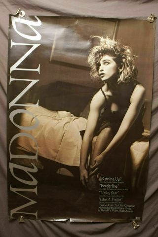 Vintage Madonna Burning Up Video 1984 Promo Poster Warner Music Vhs Boy Toy 80 