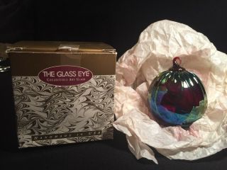 Vintage The Glass Eye Hand Blown Iridescent Orb Christmas Ornament