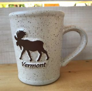 Vermont Pottery Speckled Clay Brown Moose Coffee Mug Tea Cup Dimensional