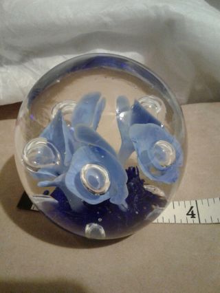 Vintage,  Large,  Blue Joe St.  Clair Paperweight,  Signed