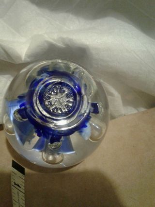Vintage,  Large,  Blue JOE ST.  CLAIR Paperweight,  Signed 2