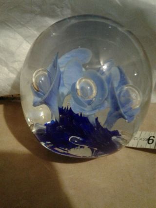 Vintage,  Large,  Blue JOE ST.  CLAIR Paperweight,  Signed 5