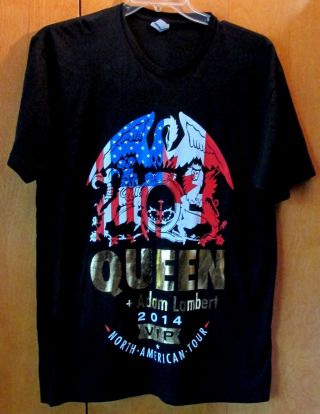 Queen Band Adam Lambert T - Shirt 2014 North American Concert Tour Xl Vip 1x