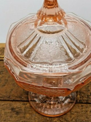 Anchor Hocking Mayfair Open Rose Pink Depression Glass Candy Dish With Lid 2