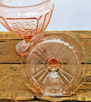 Anchor Hocking Mayfair Open Rose Pink Depression Glass Candy Dish With Lid 4