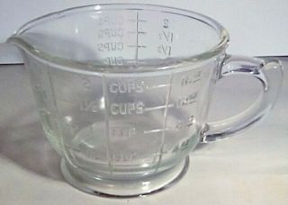 Vintage 2 - Cup Footed Measuring & Mixing Pitcher,  ⅓ - 2 Cups,  ¼ - 1 Pint
