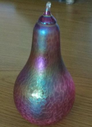 Heron Textured Iridescent Glass Pear