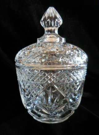Clear Cut Crystal Sugar Bowl With Cover Vintage
