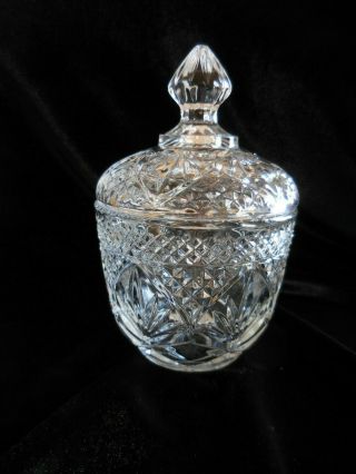 Clear CUT CRYSTAL SUGAR BOWL with COVER Vintage 2