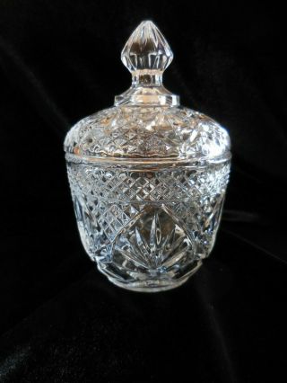 Clear CUT CRYSTAL SUGAR BOWL with COVER Vintage 3