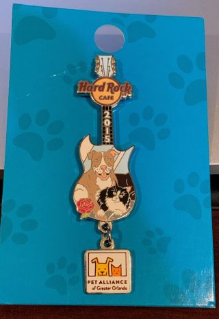 Hard Rock Cafe Online 2015 Pet Shelter Charity Guitar Pin Cat Dog Dangle