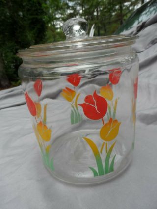Vintage Anchor Hocking Tulip Design Kitchen Canister Cookie Storage Jar