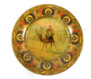 Antique 19th Century Royal Vienna Tin Litho Art Plate - Shriners - Extremely Rare