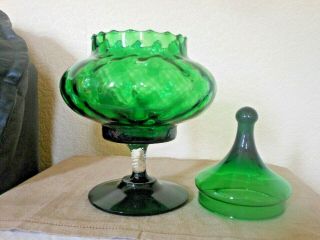Empoli GREEN Glass SWEET / APOTHECARY JAR with CIRCUS TENT Lid 11 