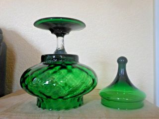 Empoli GREEN Glass SWEET / APOTHECARY JAR with CIRCUS TENT Lid 11 