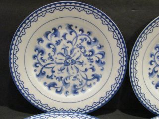 REED & BARTON Hadley THE ELEGANT TABLE Set of Salad Plates Blue Floral Scrolls 4