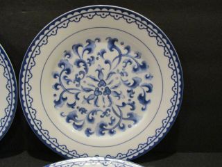REED & BARTON Hadley THE ELEGANT TABLE Set of Salad Plates Blue Floral Scrolls 5