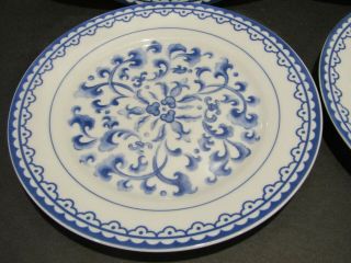 REED & BARTON Hadley THE ELEGANT TABLE Set of Salad Plates Blue Floral Scrolls 6
