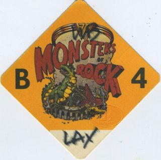 Van Halen 1988 Monsters Of Rock Backstage Pass Metallica Los Angeles