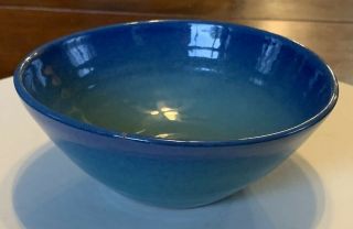 Vintage Rowentrees Blue Hill,  Maine Me Blue Pottery Bowl,  5.  25 "